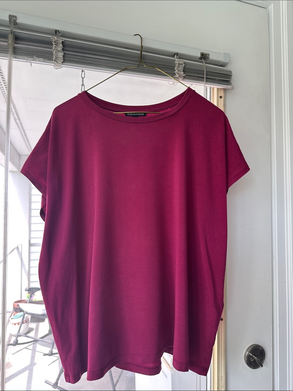 Eileen Fisher Short-Sleeve Tee in Deep Berry